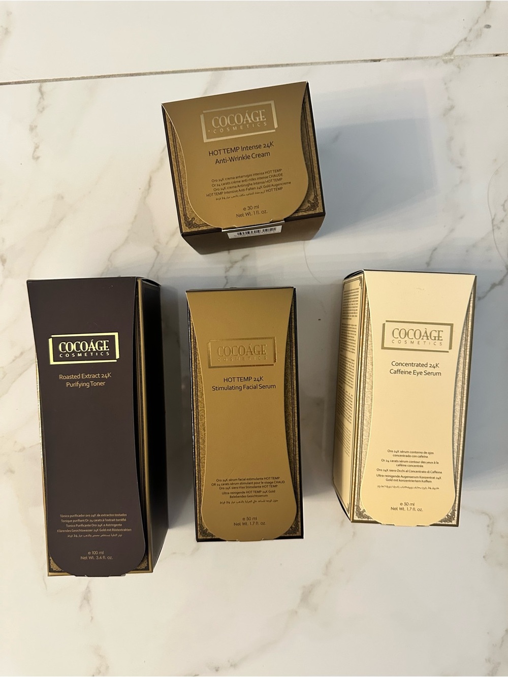 COCOAGE 24K Skincare Set in Gold and Cream